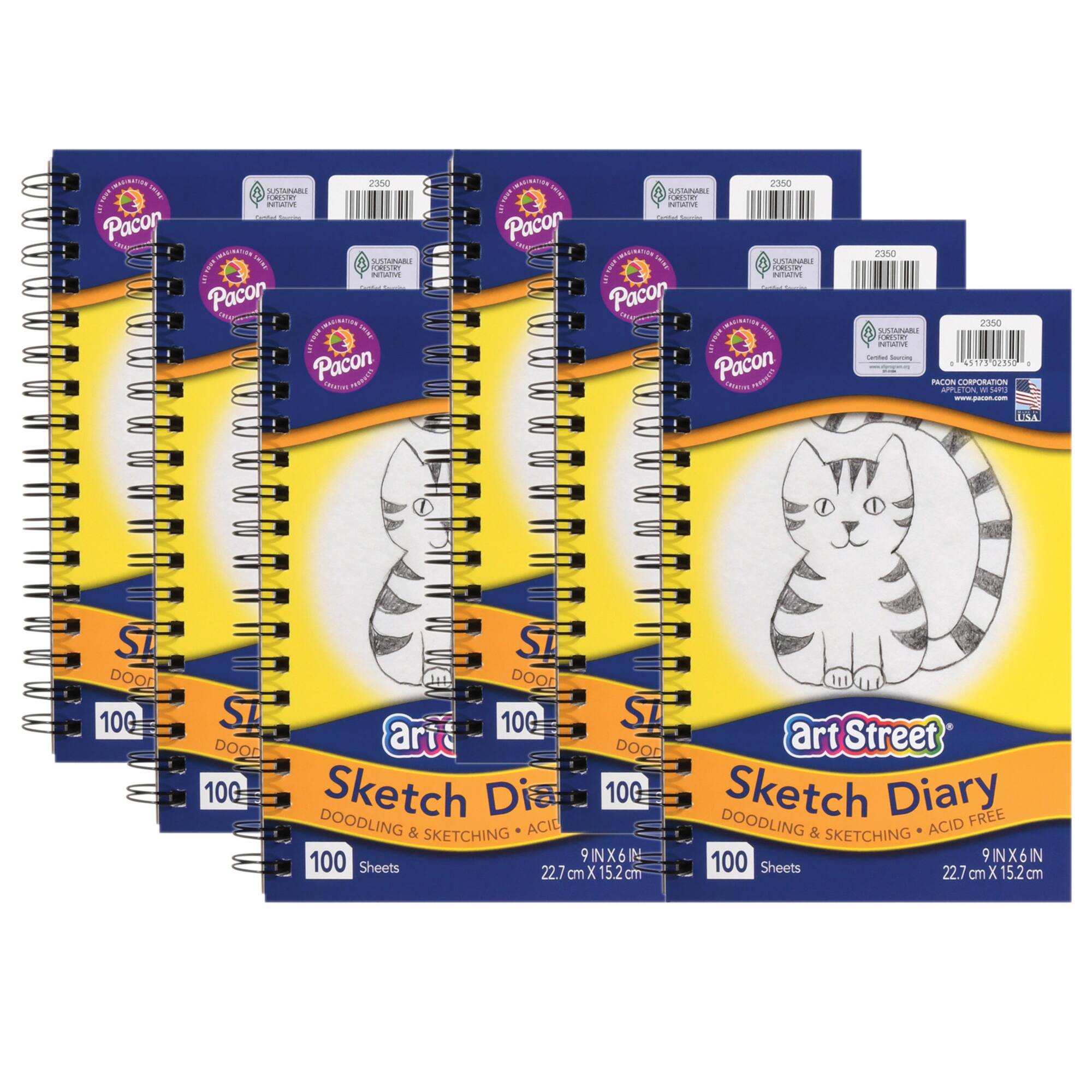 Pacon® Art Street® 9" x 6" Spiral Bound Sketchbook, 6ct.